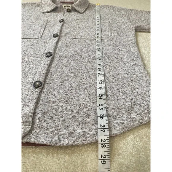 MWL (Re)sourced Sweater Fleece Shirt-Jacket Size Medium in Heather Pale Thistle - Picture 11 of 15